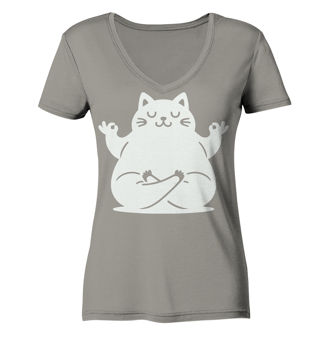 Lustige Yoga Katze - personalisierbar - Ladies V-Neck Shirt