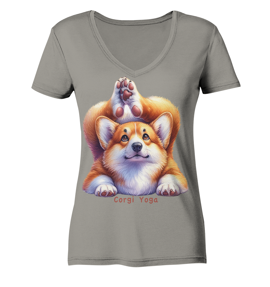 Corgi Yoga - Ladies V-Neck Shirt