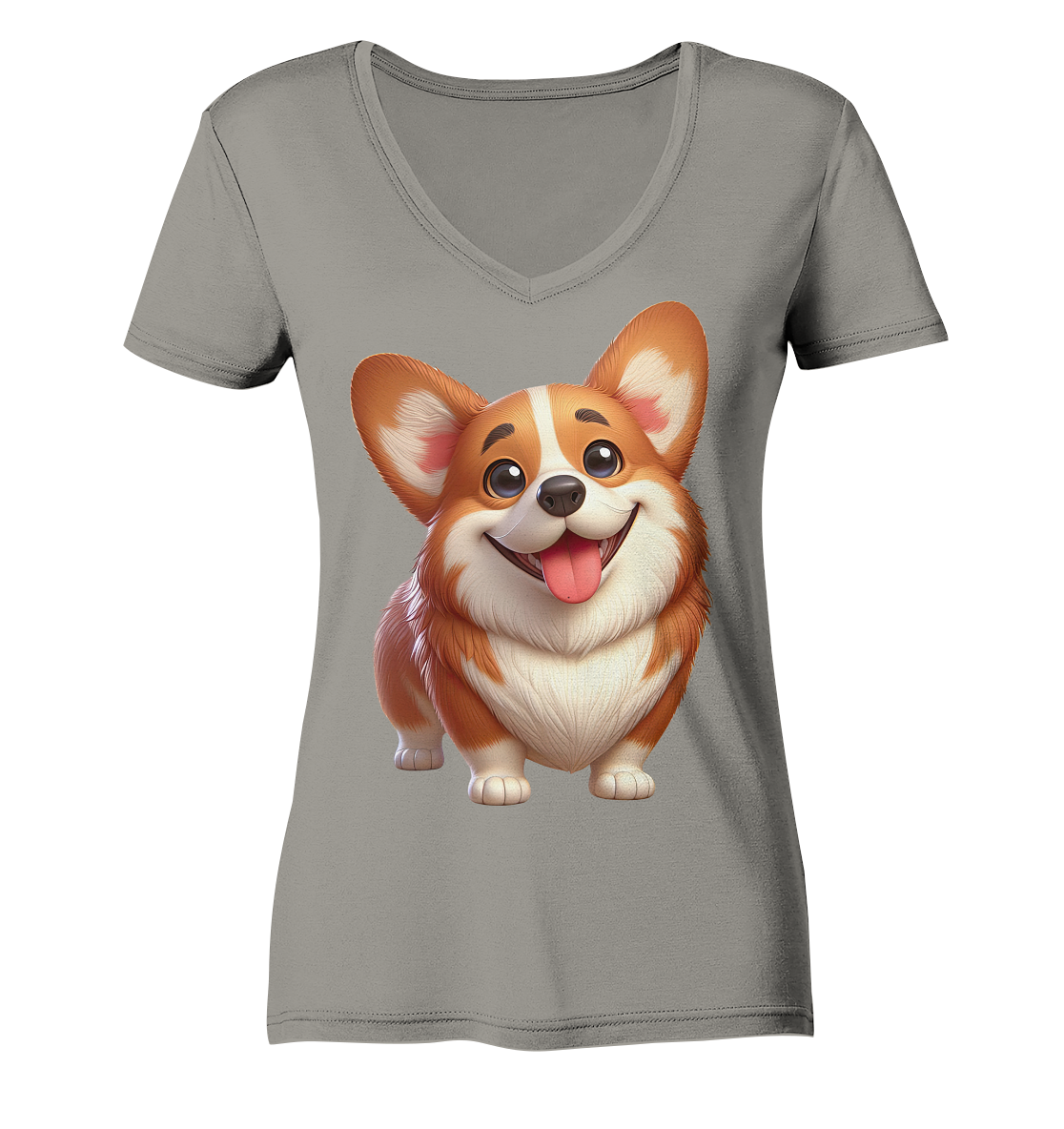 Corgi Hund Cartoon personalisierbar - Ladies V-Neck Shirt