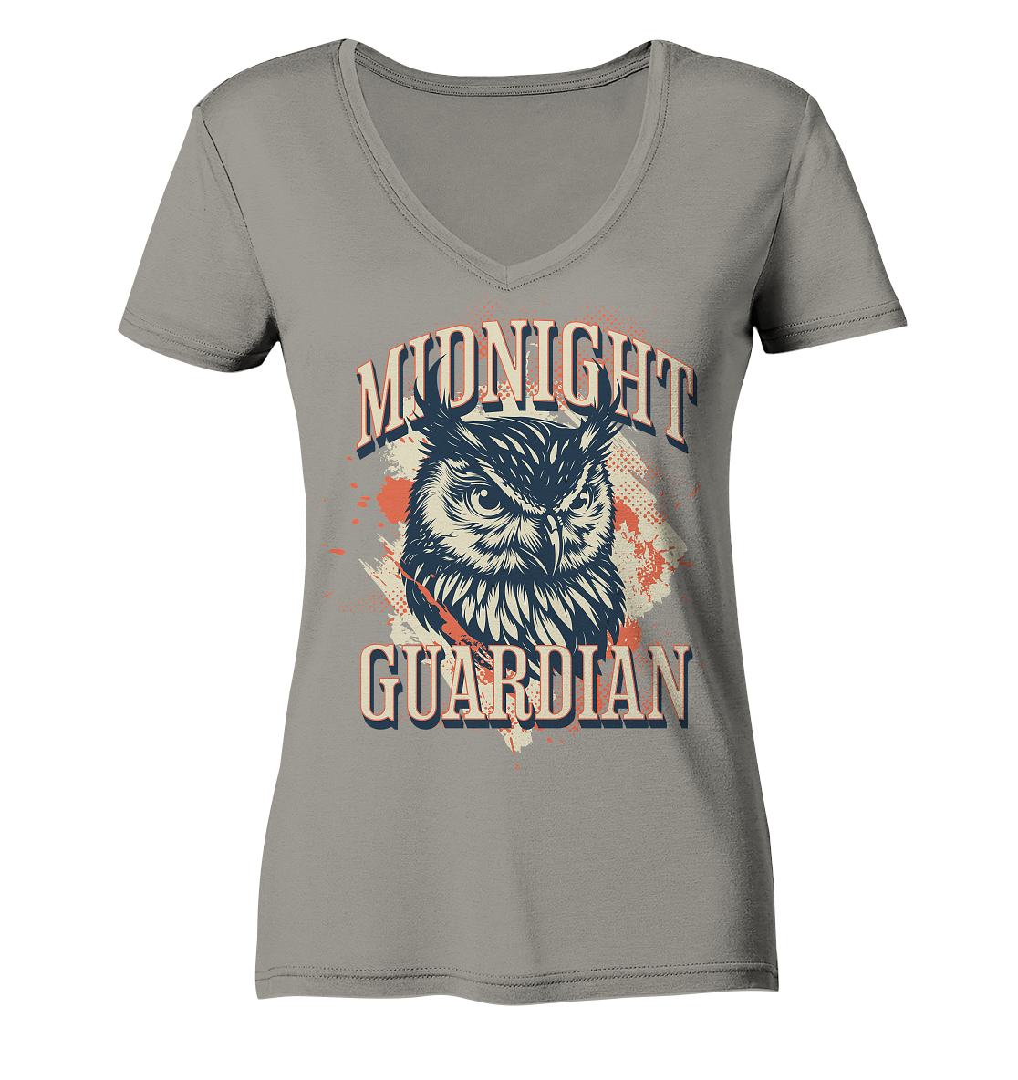 Eule Vintage Art - Midnight Guardian - Ladies V-Neck Shirt