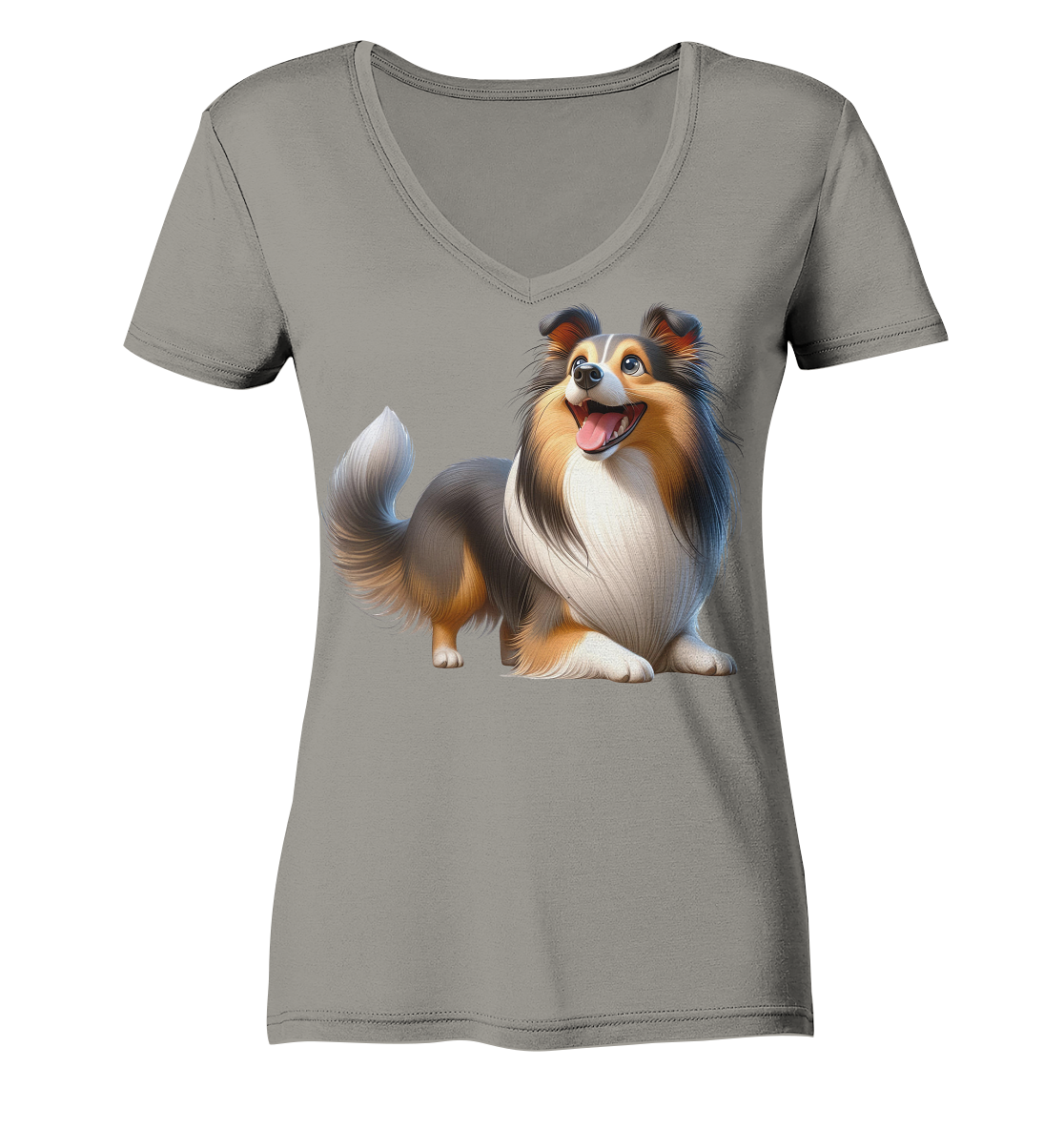 Shetland Sheepdog cartoon personalisierbar - Ladies V-Neck Shirt