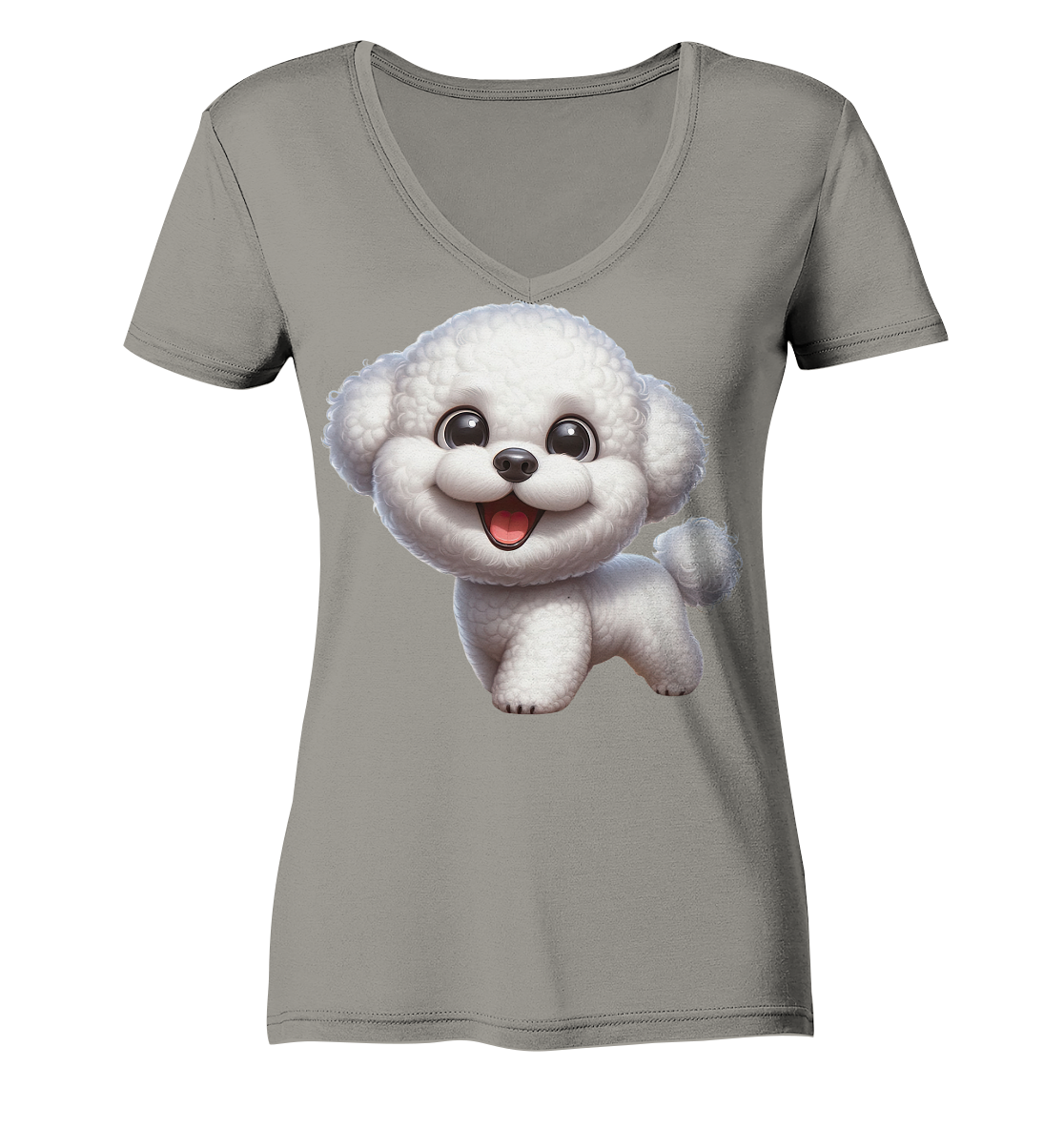 Bichon Frisé Cartoon personalisierbar - Ladies V-Neck Shirt
