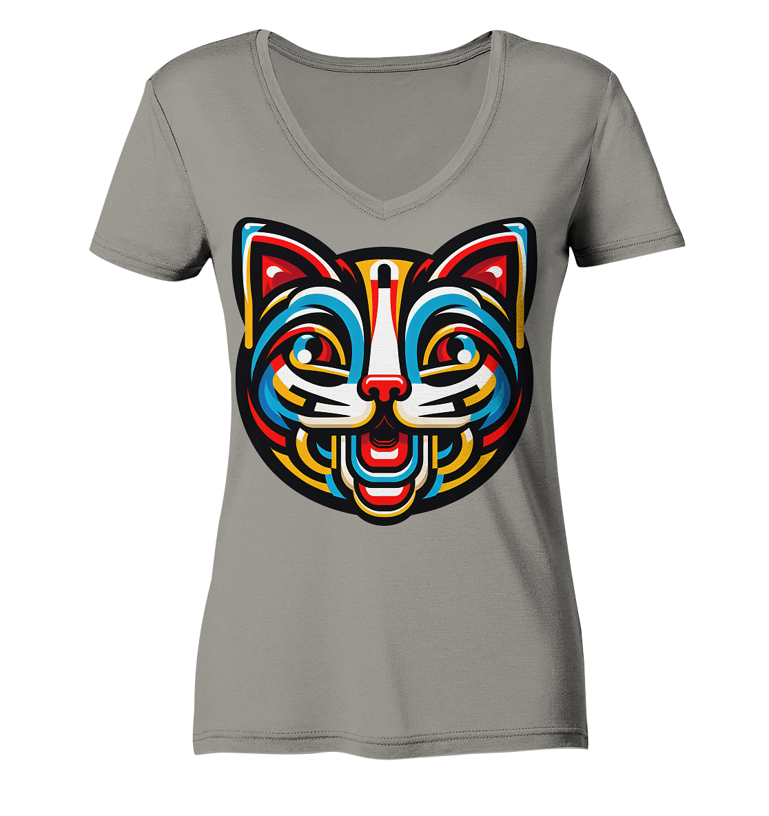 Pop Art Katze  - Ladies V-Neck Shirt