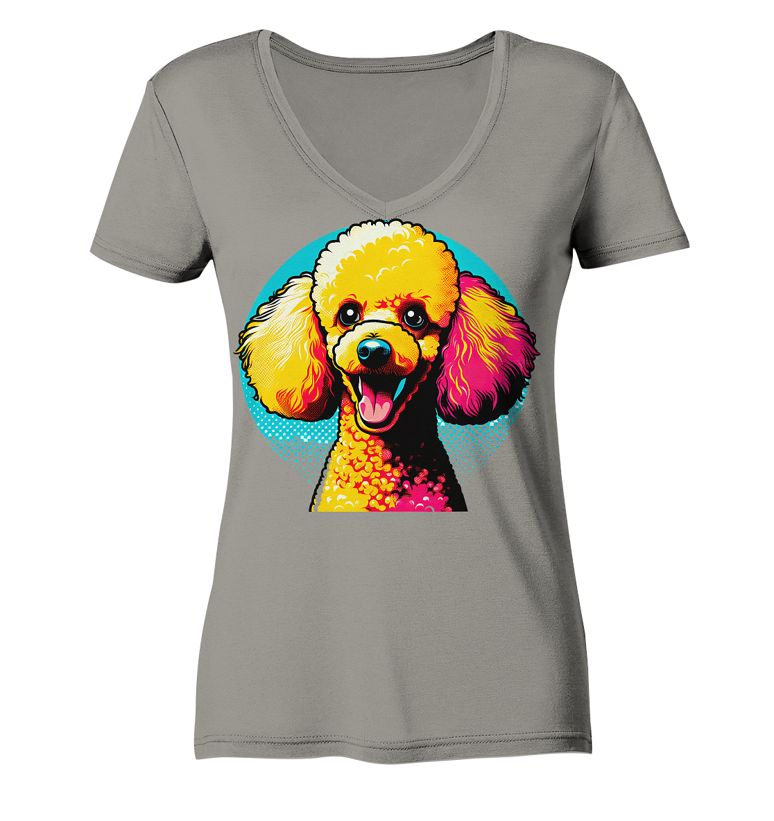 Pudel Pop Art - personalisierbar - Ladies V-Neck Shirt