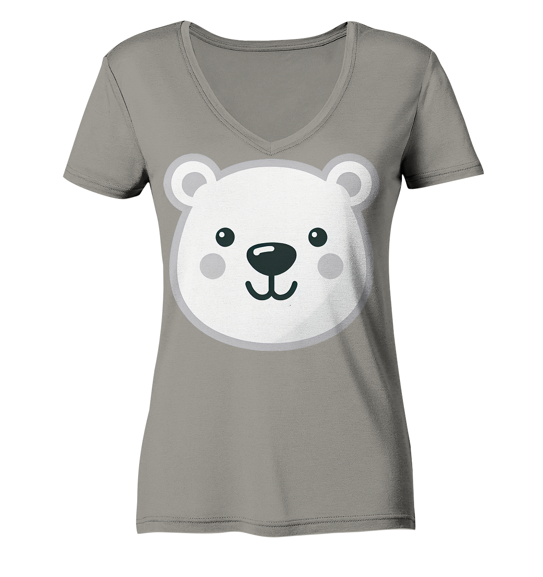 Fröhliche Eisbär Gesicht  - personalisierbar - Ladies V-Neck Shirt