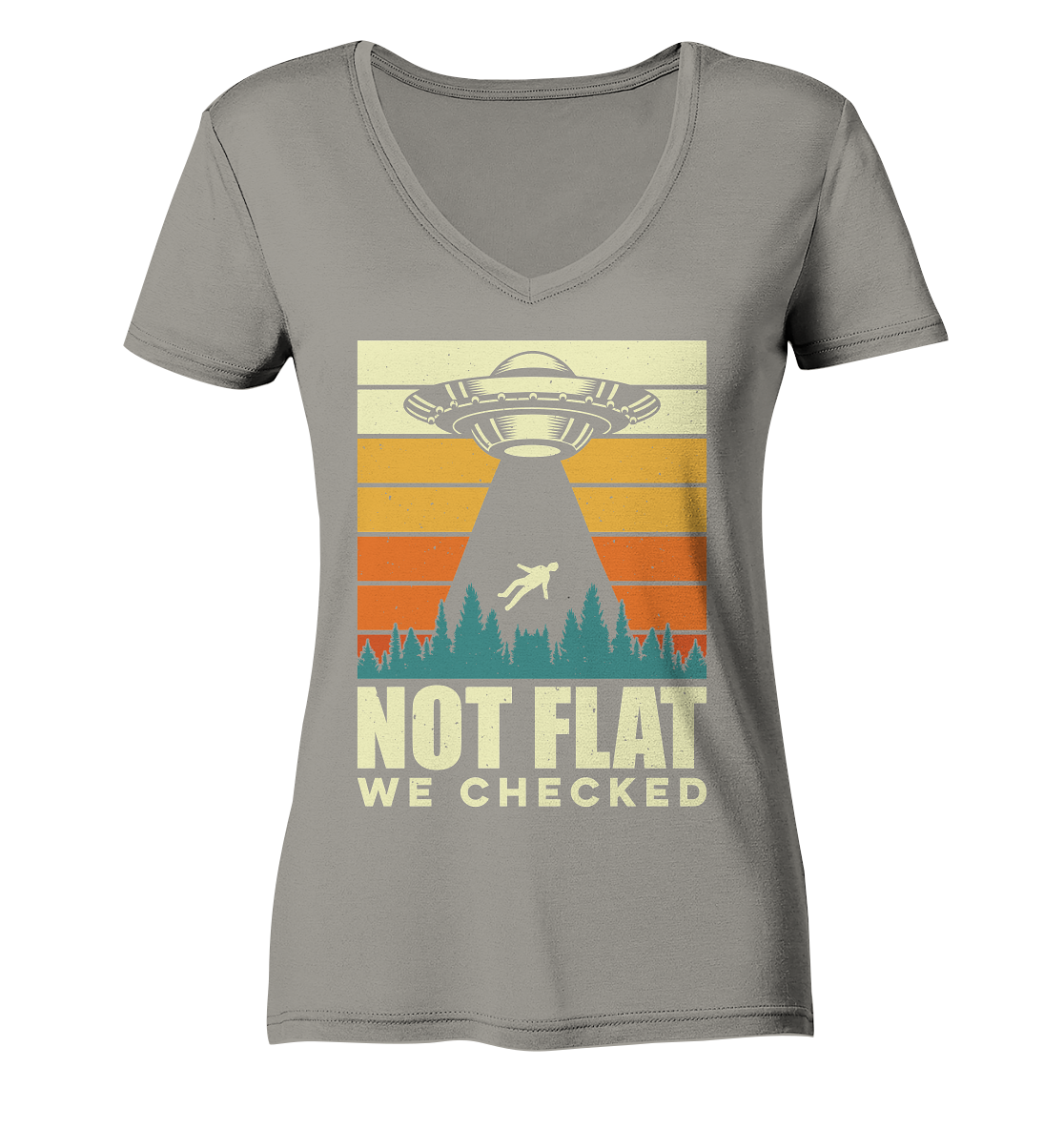 Erde - Not Flat we checked  - Ladies V-Neck Shirt