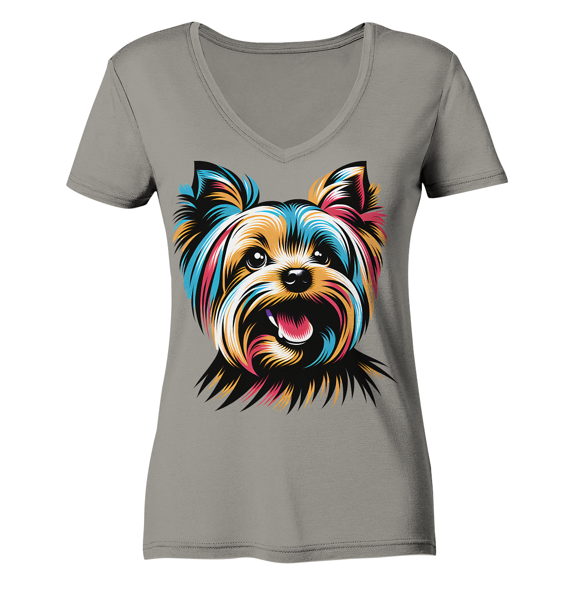 Yorkshire Terrier Pop Art - personalisierbar - Ladies V-Neck Shirt