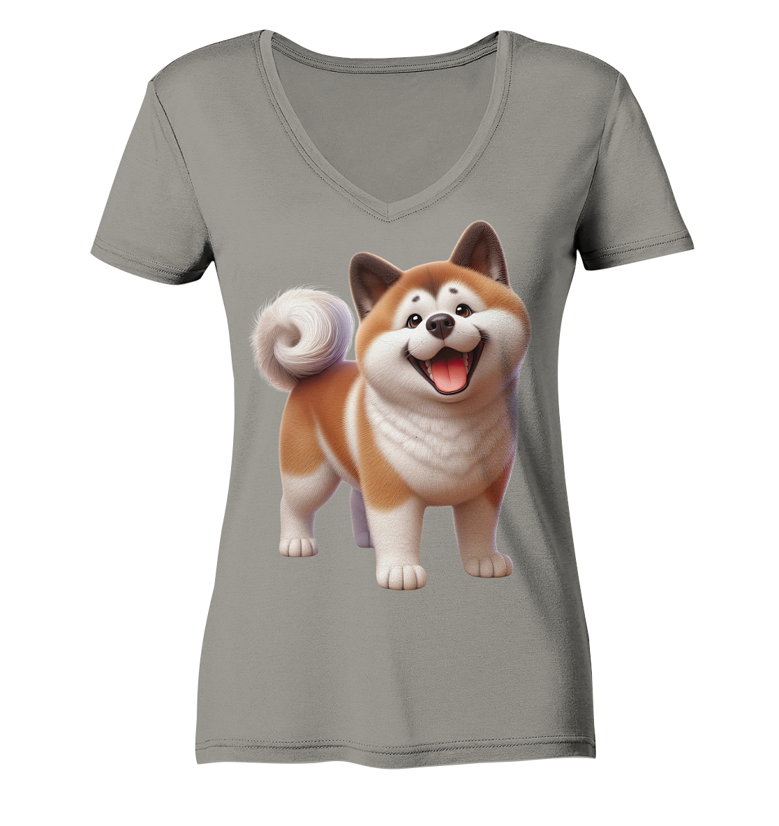 Akita Cartoon Hund personalisierbar - Ladies V-Neck Shirt