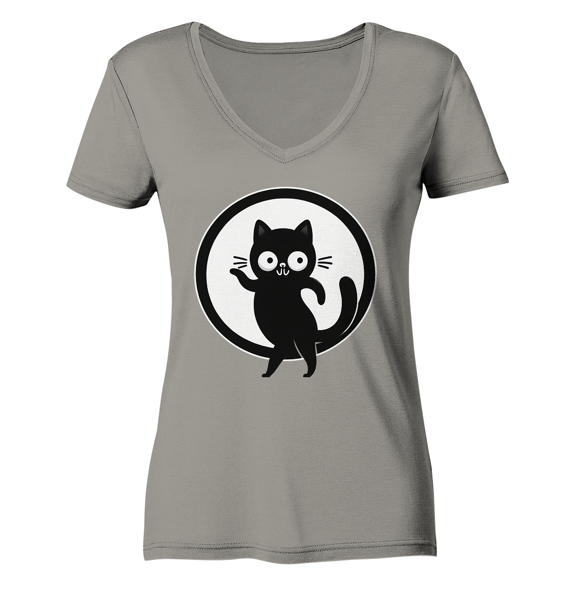 Dancing Cat Logo - Ladies V-Neck Shirt