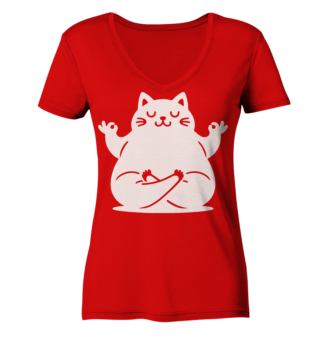 Funny yoga Cat - personalisierbar - Ladies V-Neck Shirt