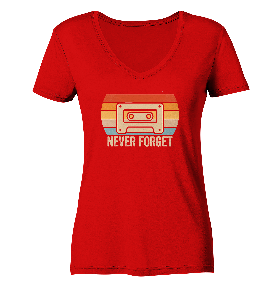 Never Forget Kassette 80's - Ladies V-Neck Shirt