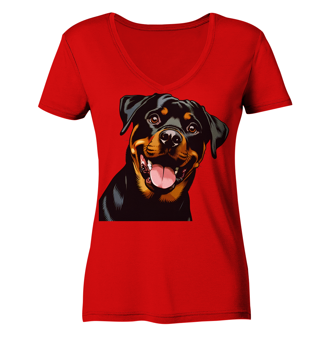 Rottweiler  Comic - personalisierbar - Ladies V-Neck Shirt