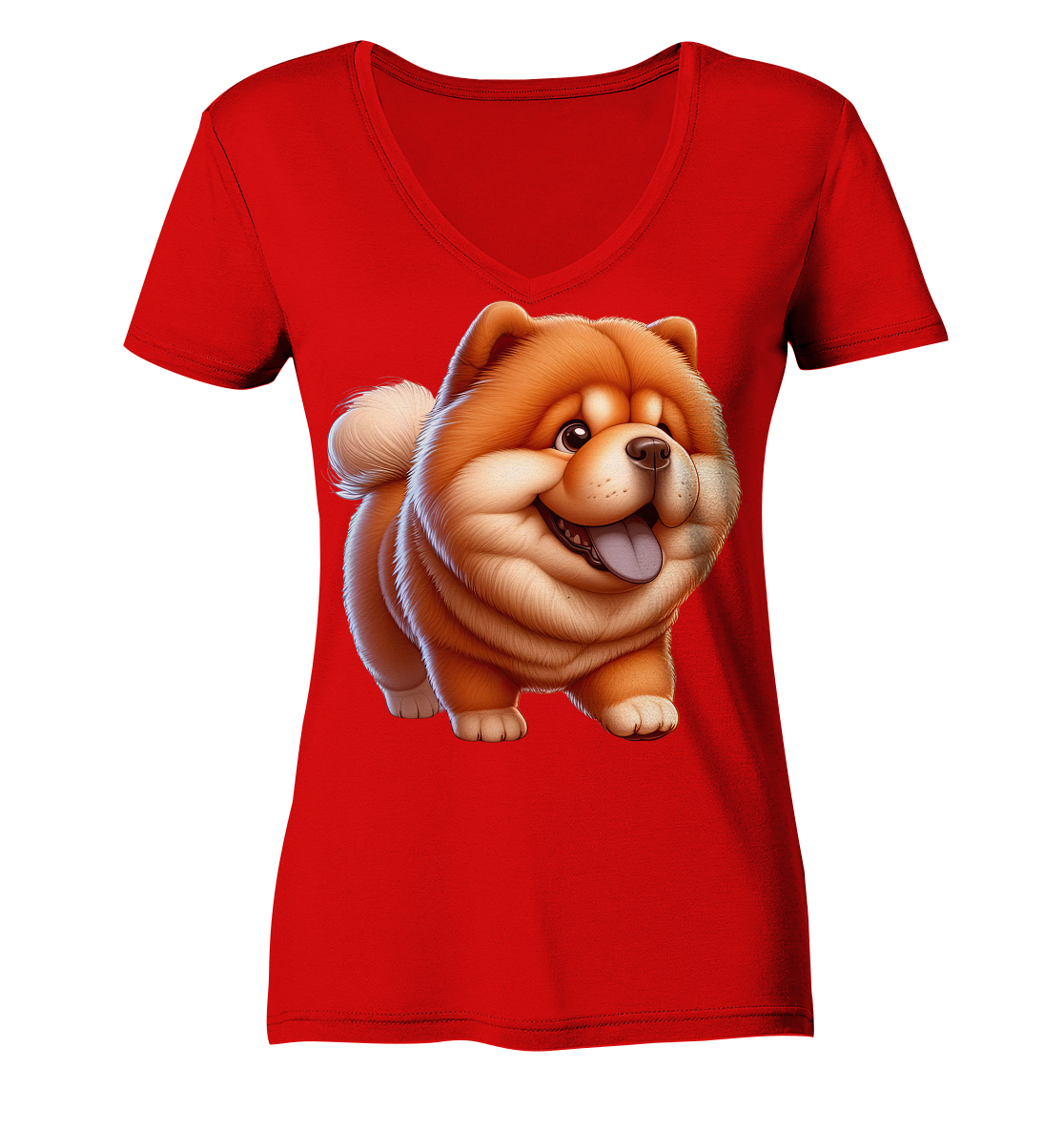 Chow Chow Cartoon Hund - personalisierbar - Ladies V-Neck Shirt