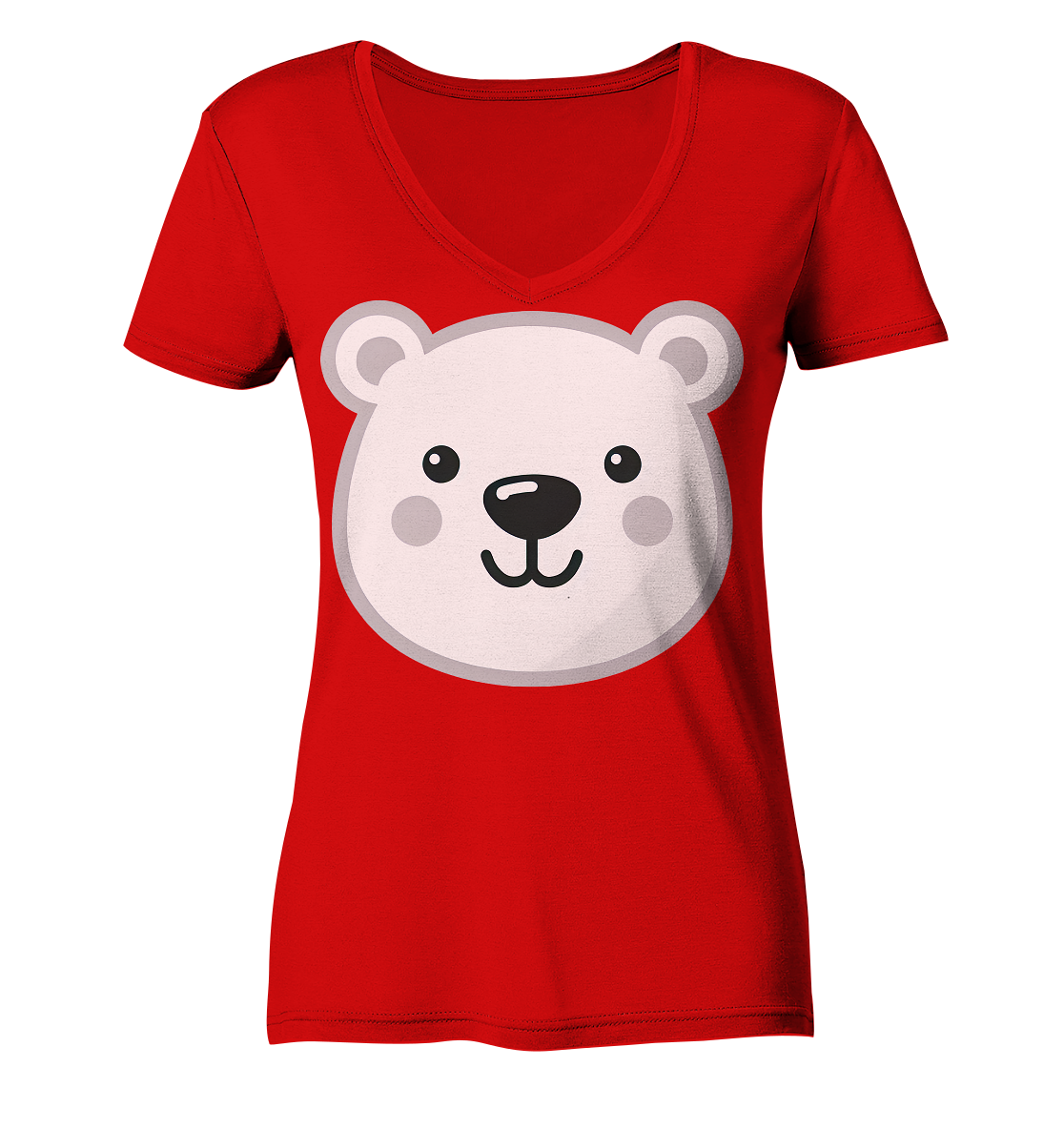 Fröhliche Eisbär Gesicht  - personalisierbar - Ladies V-Neck Shirt
