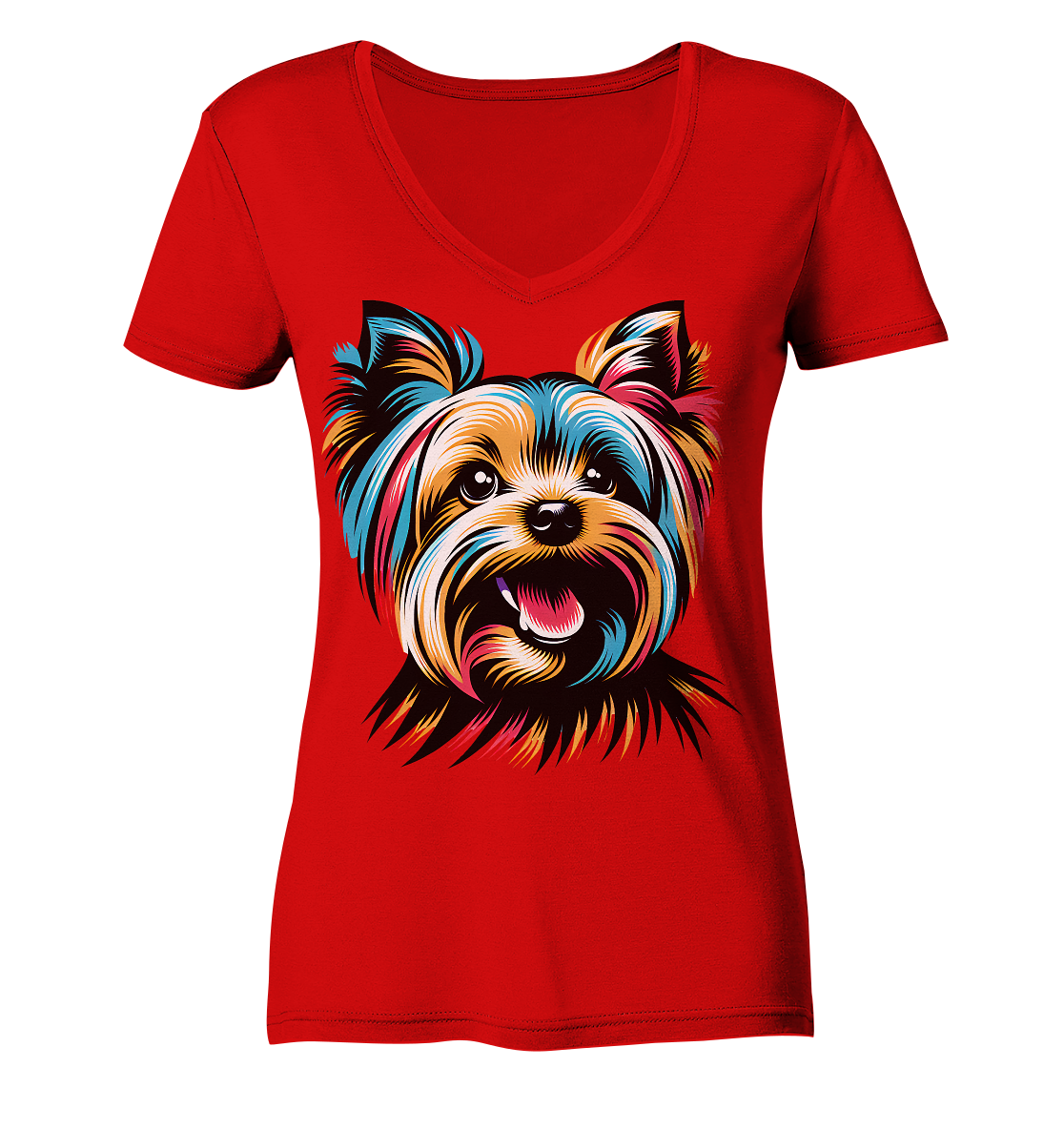 Yorkshire Terrier Pop Art - personalisierbar - Ladies V-Neck Shirt