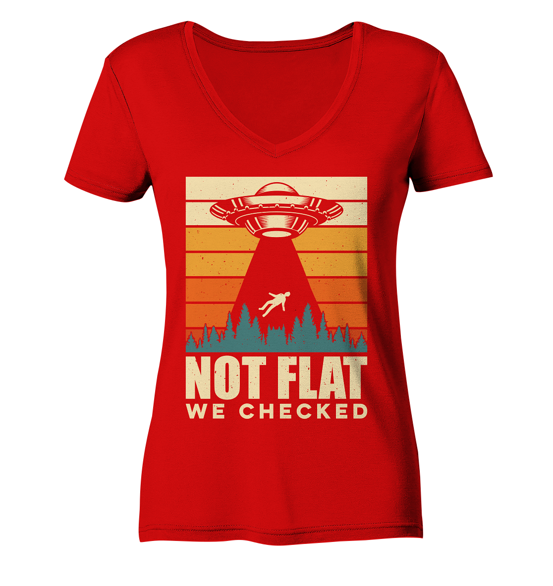 Erde - Not Flat we checked  - Ladies V-Neck Shirt