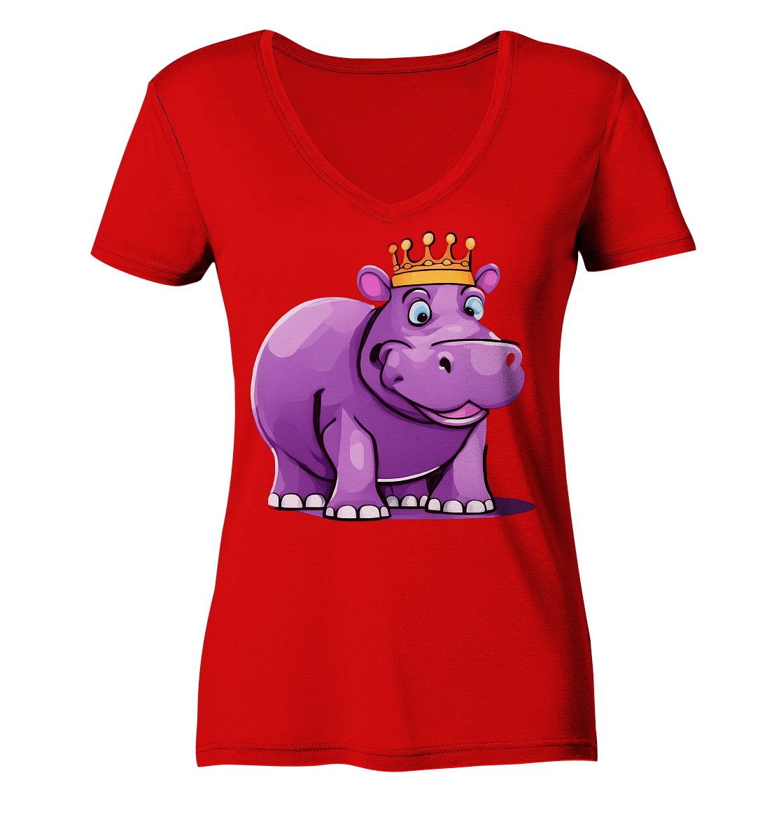 Hippo Queen Cute - personalisierbar - Ladies V-Neck Shirt