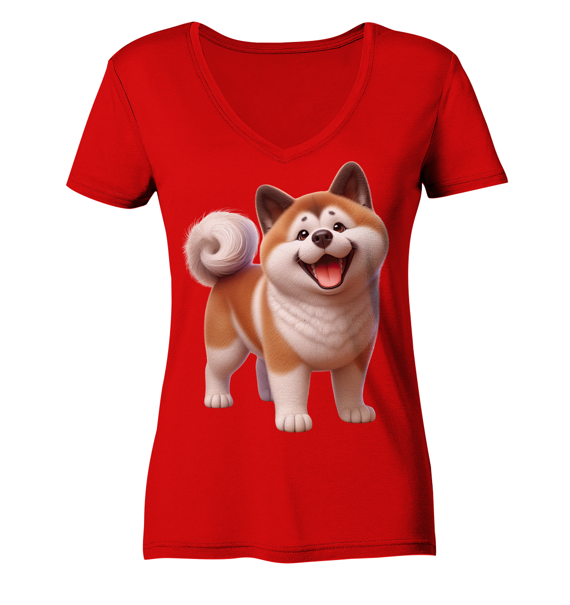 Akita Cartoon Hund personalisierbar - Ladies V-Neck Shirt