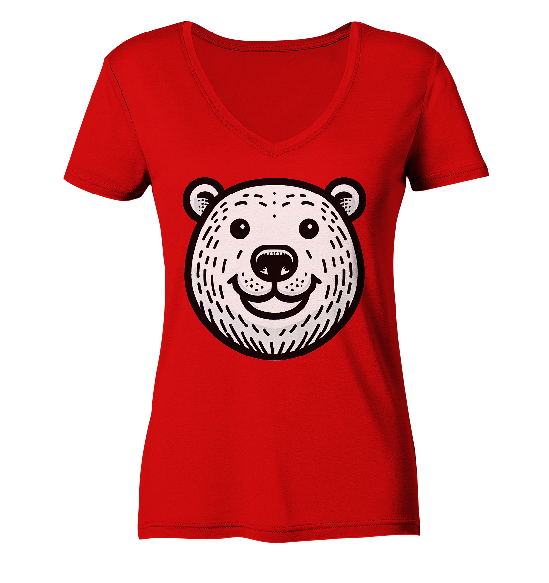 Lustiges Eisbär Gesicht   - personalisierbar  - Ladies V-Neck Shirt