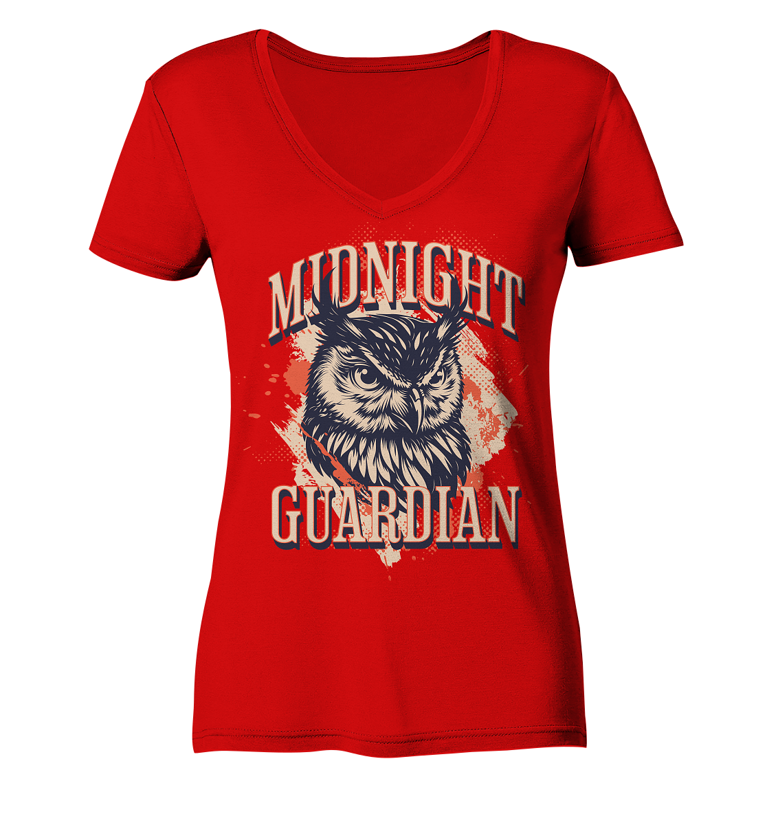 Eule Vintage Art - Midnight Guardian - Ladies V-Neck Shirt