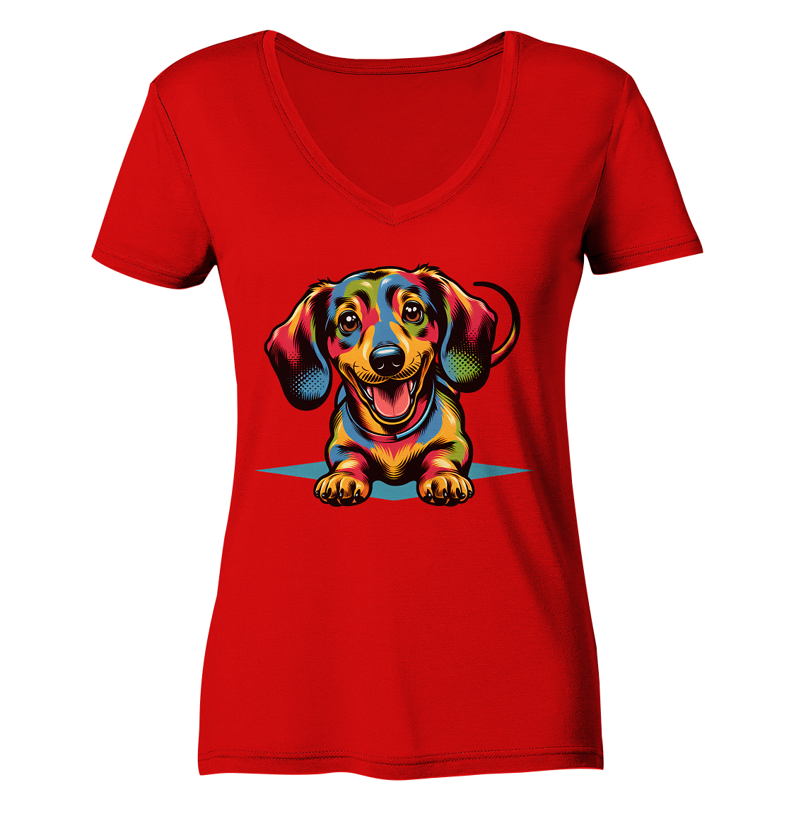 Happy Dackel Pop Art - Ladies V-Neck Shirt