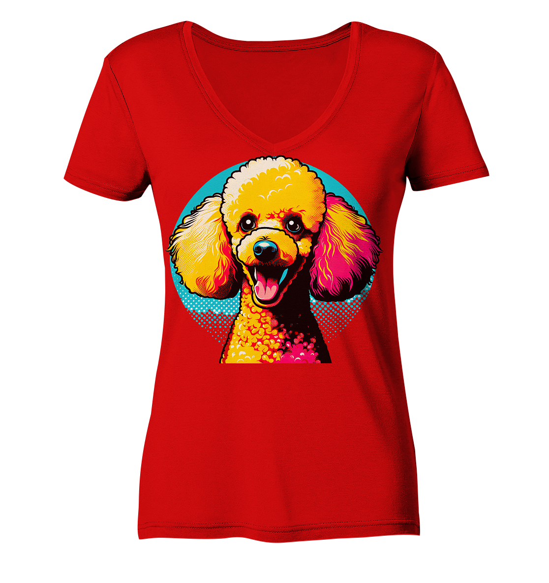Pudel Pop Art - personalisierbar - Ladies V-Neck Shirt