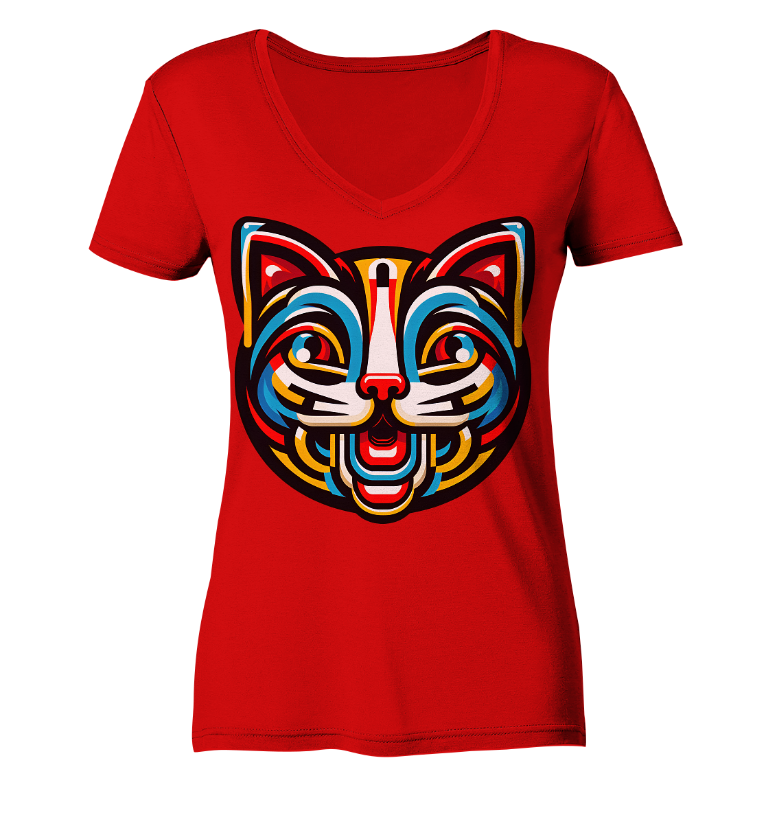 Pop Art Katze  - Ladies V-Neck Shirt