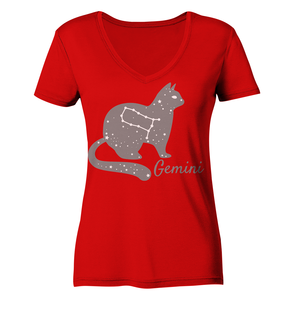 Sternzeichen Katze Zwilling - personalisierbar - Ladies V-Neck Shirt