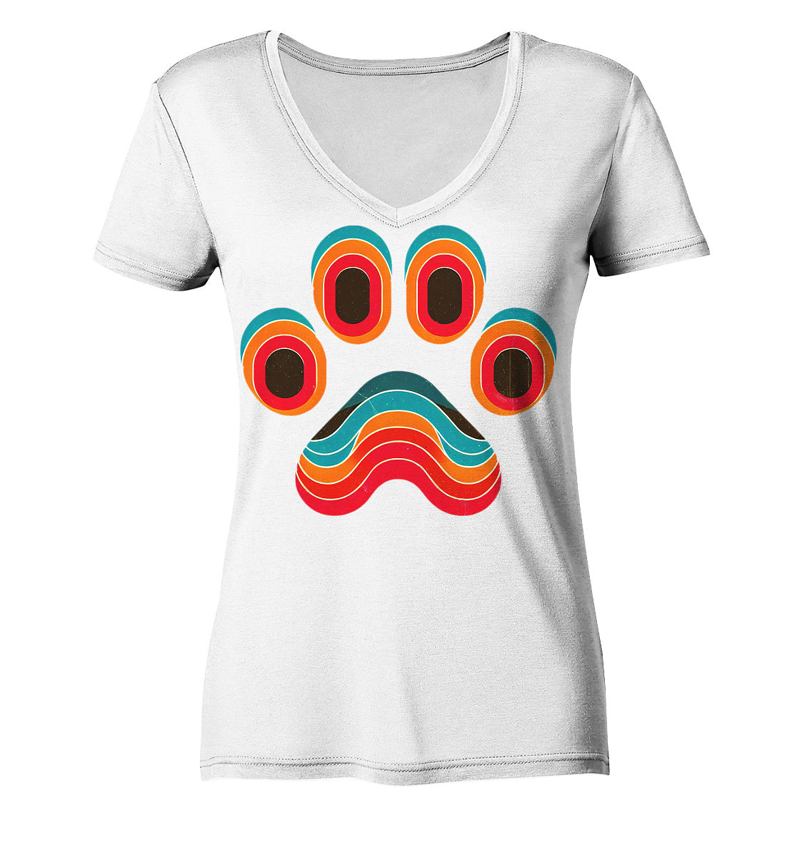70s Style Pfote Art - Ladies V-Neck Shirt