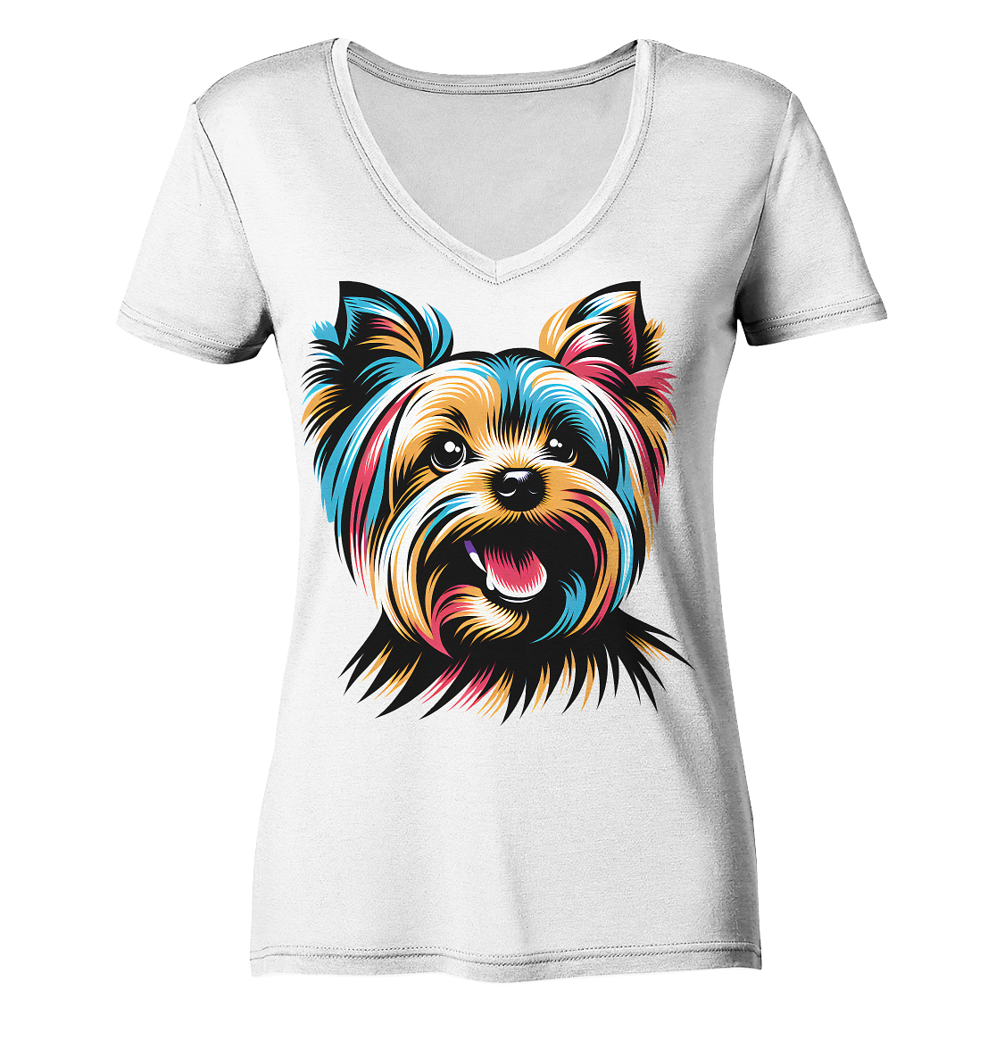 Yorkshire Terrier Pop Art - personalisierbar - Ladies V-Neck Shirt