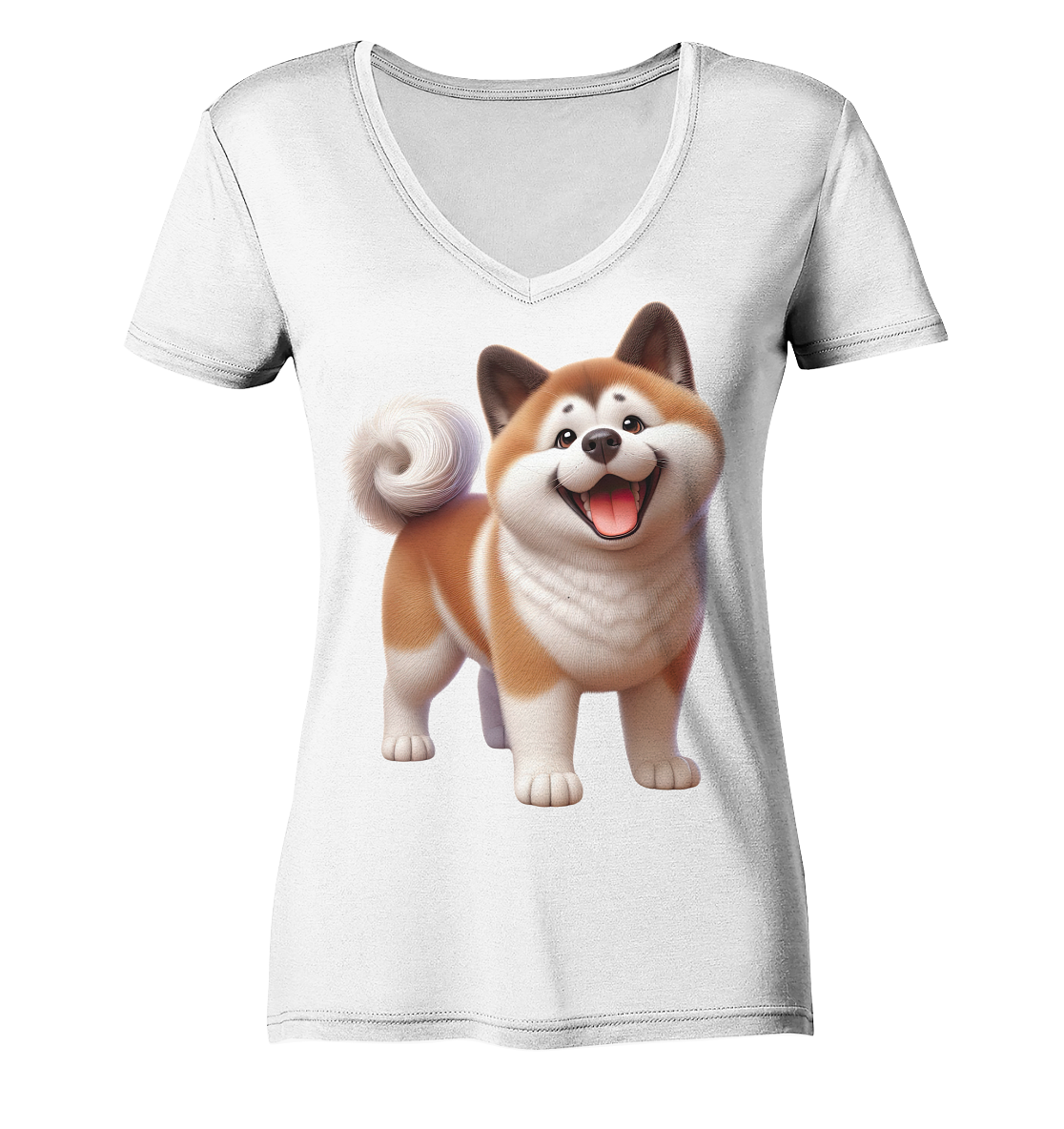 Akita Cartoon Hund personalisierbar - Ladies V-Neck Shirt