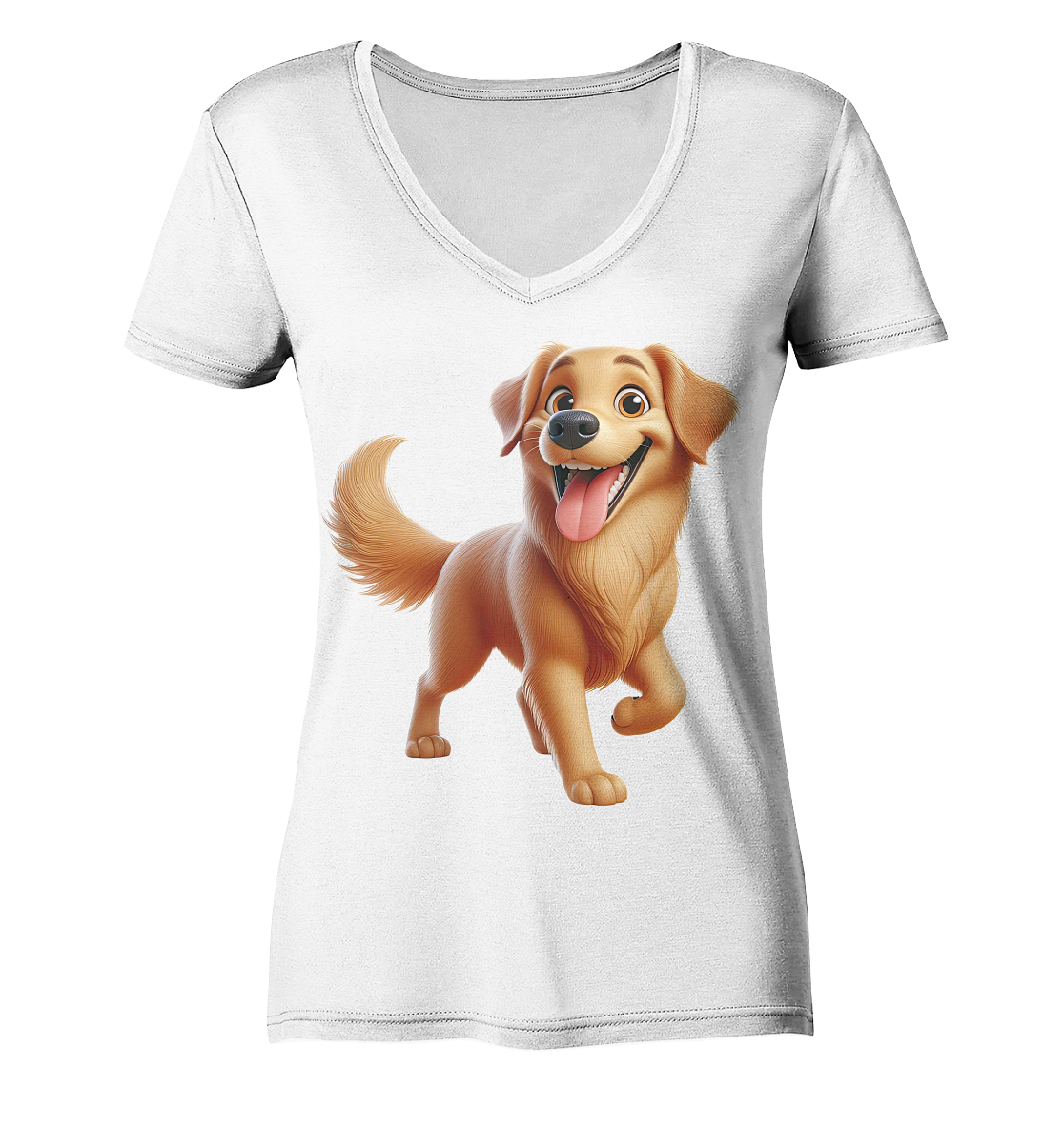 Golden Retriever Comic - personalisierbar - Ladies V-Neck Shirt