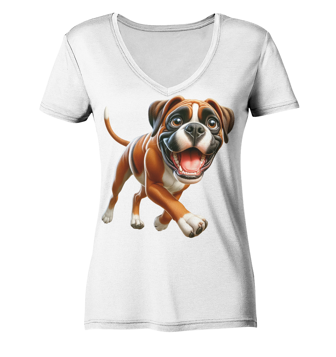 Boxer Cartoon Hund personalisierbar - Ladies V-Neck Shirt