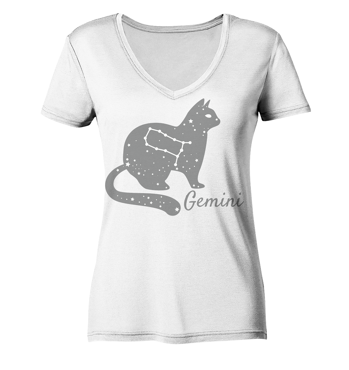 Sternzeichen Katze Zwilling - personalisierbar - Ladies V-Neck Shirt