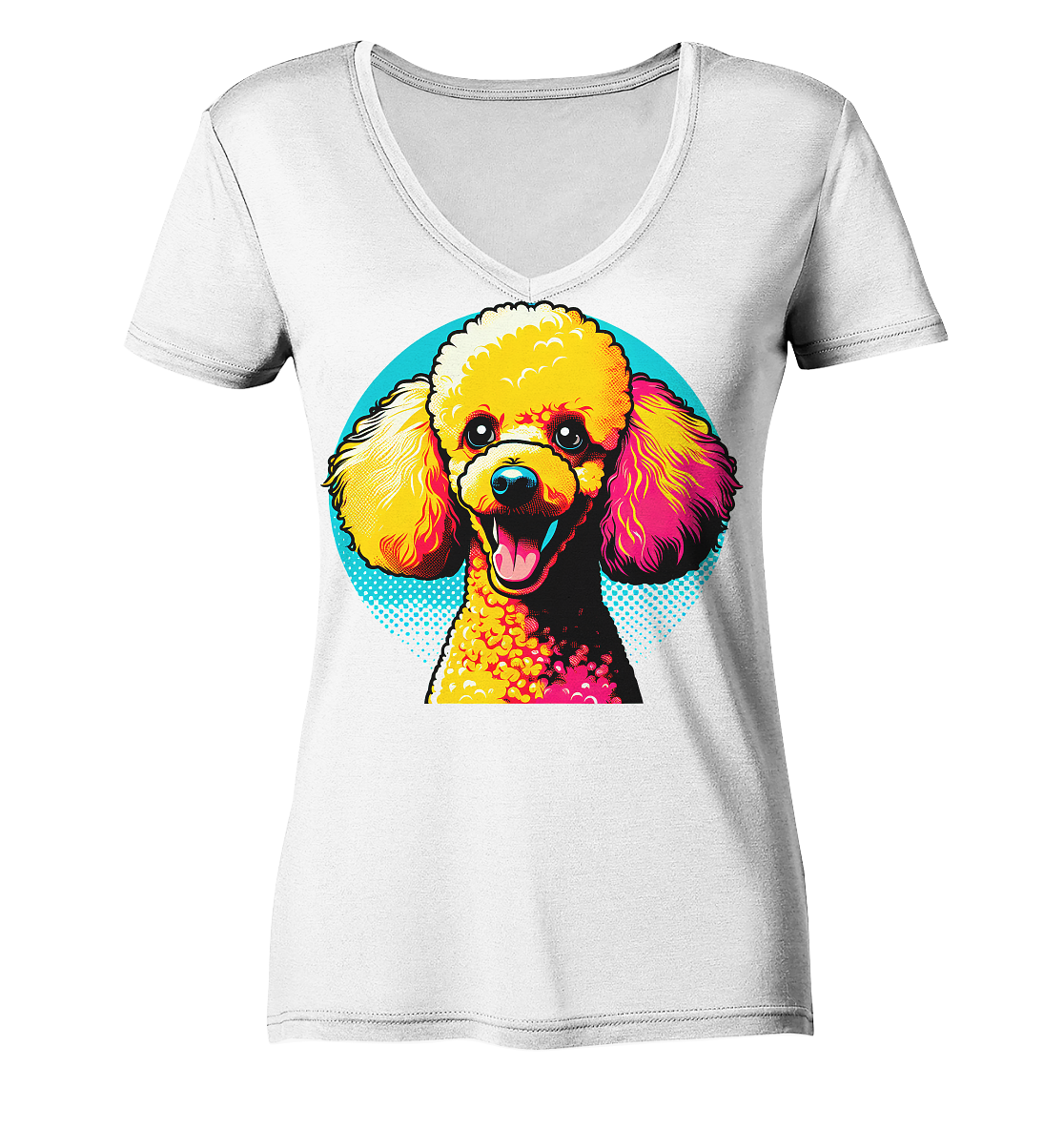 Pudel Pop Art - personalisierbar - Ladies V-Neck Shirt