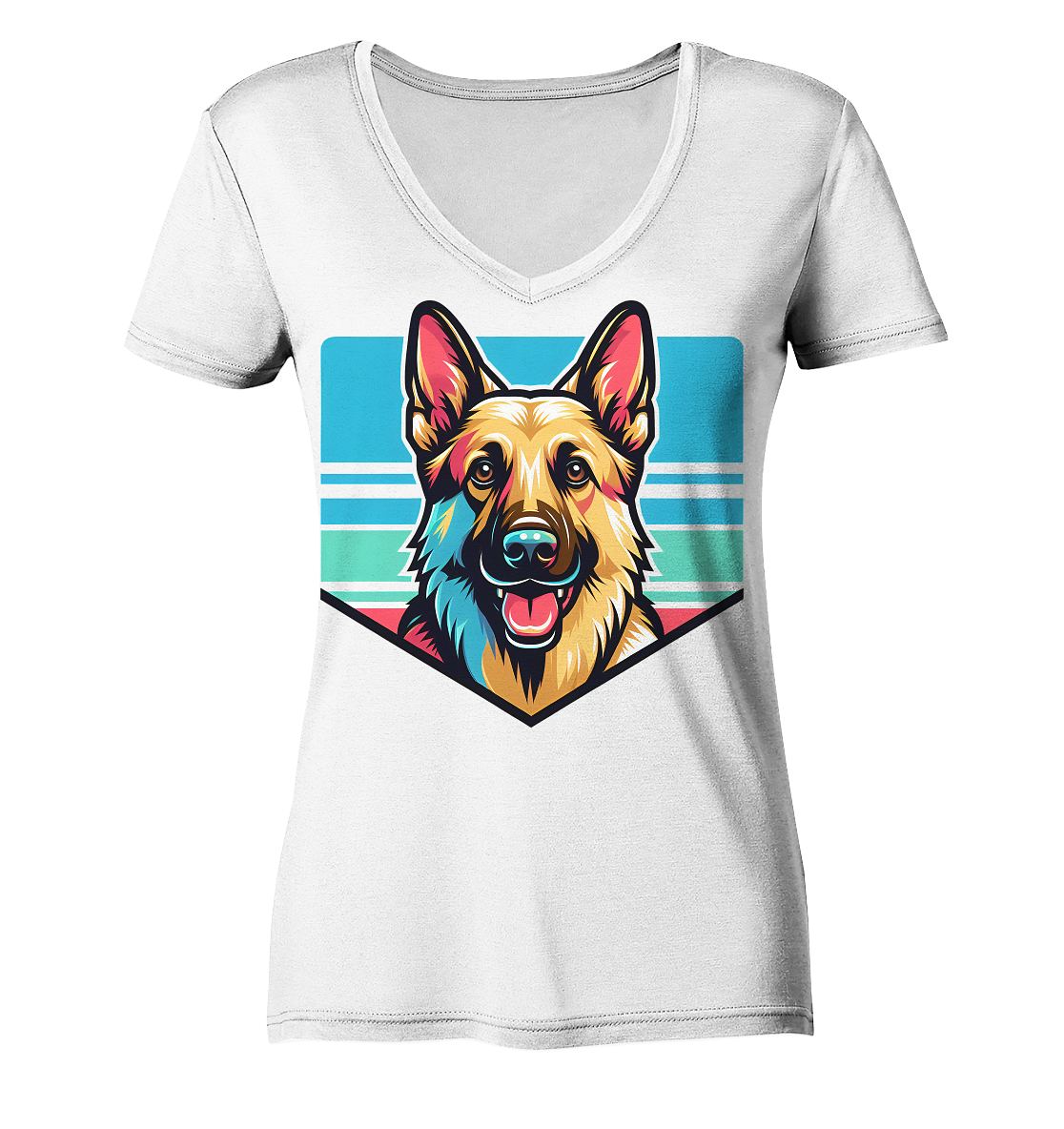 Schäferhund Pop Art - personalisierbar - Ladies V-Neck Shirt