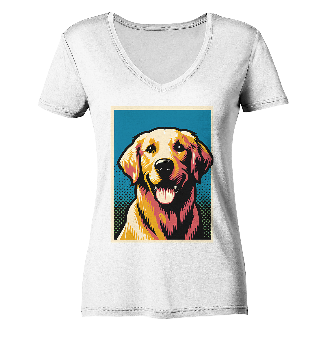 Golden Retriever Pop Art - personalisierbar - Ladies V-Neck Shirt