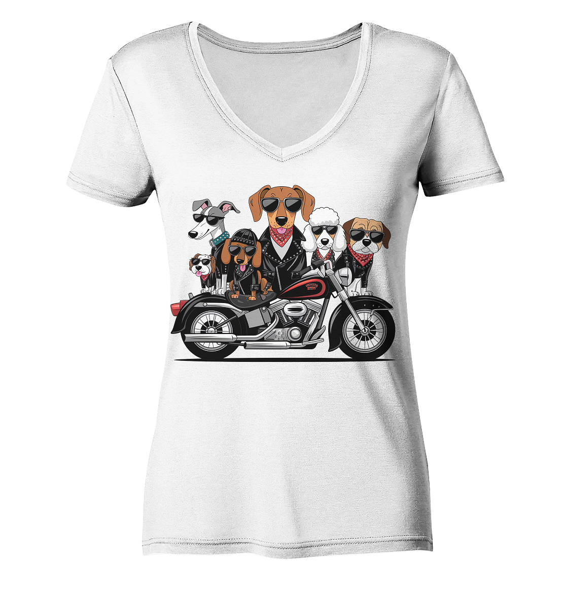 Hunde Biker Gang Fun - Ladies V-Neck Shirt