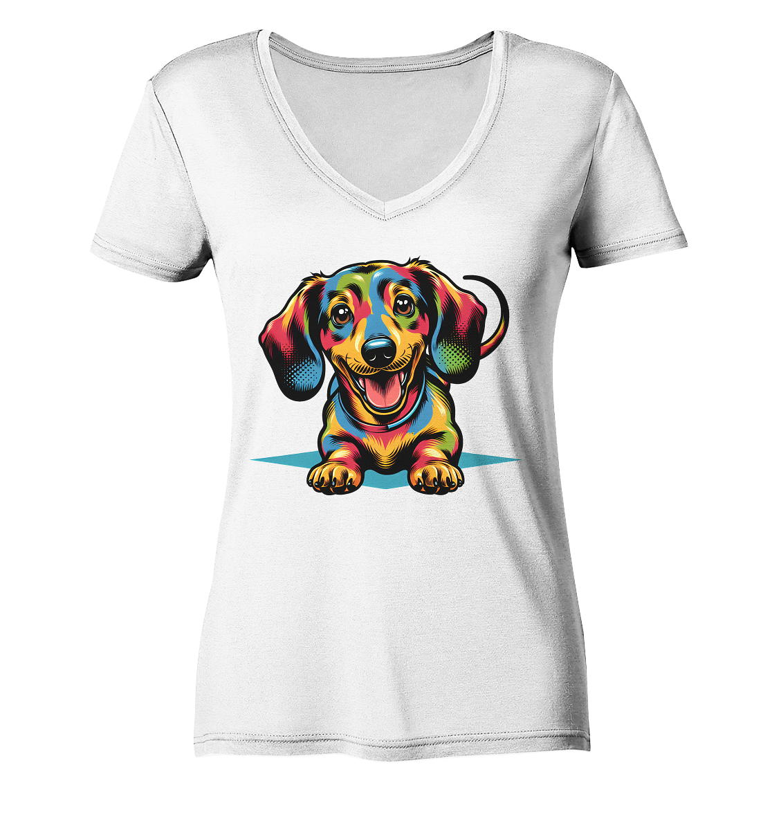 Happy Dackel Pop Art - Ladies V-Neck Shirt