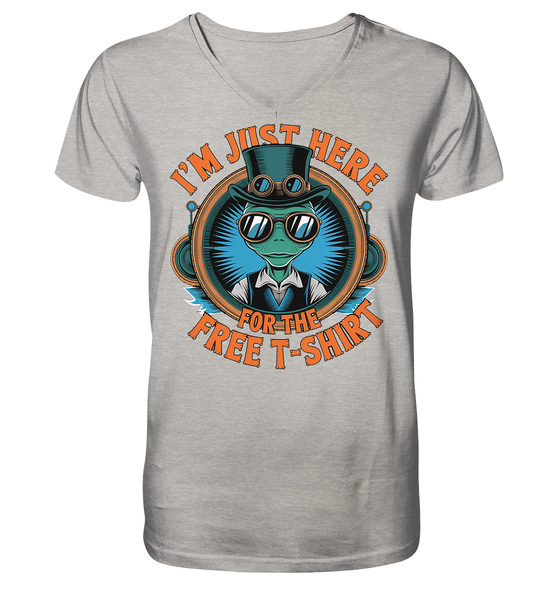 Alien Steampunk I'm just here for the Free T-Shirt - Mens Organic V-Neck Shirt