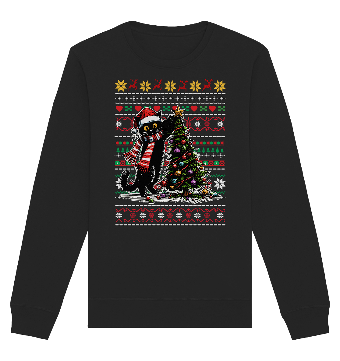 Ugly Christmas Weihnachten Katze Tannenbaum - Organic Basic Unisex Sweatshirt