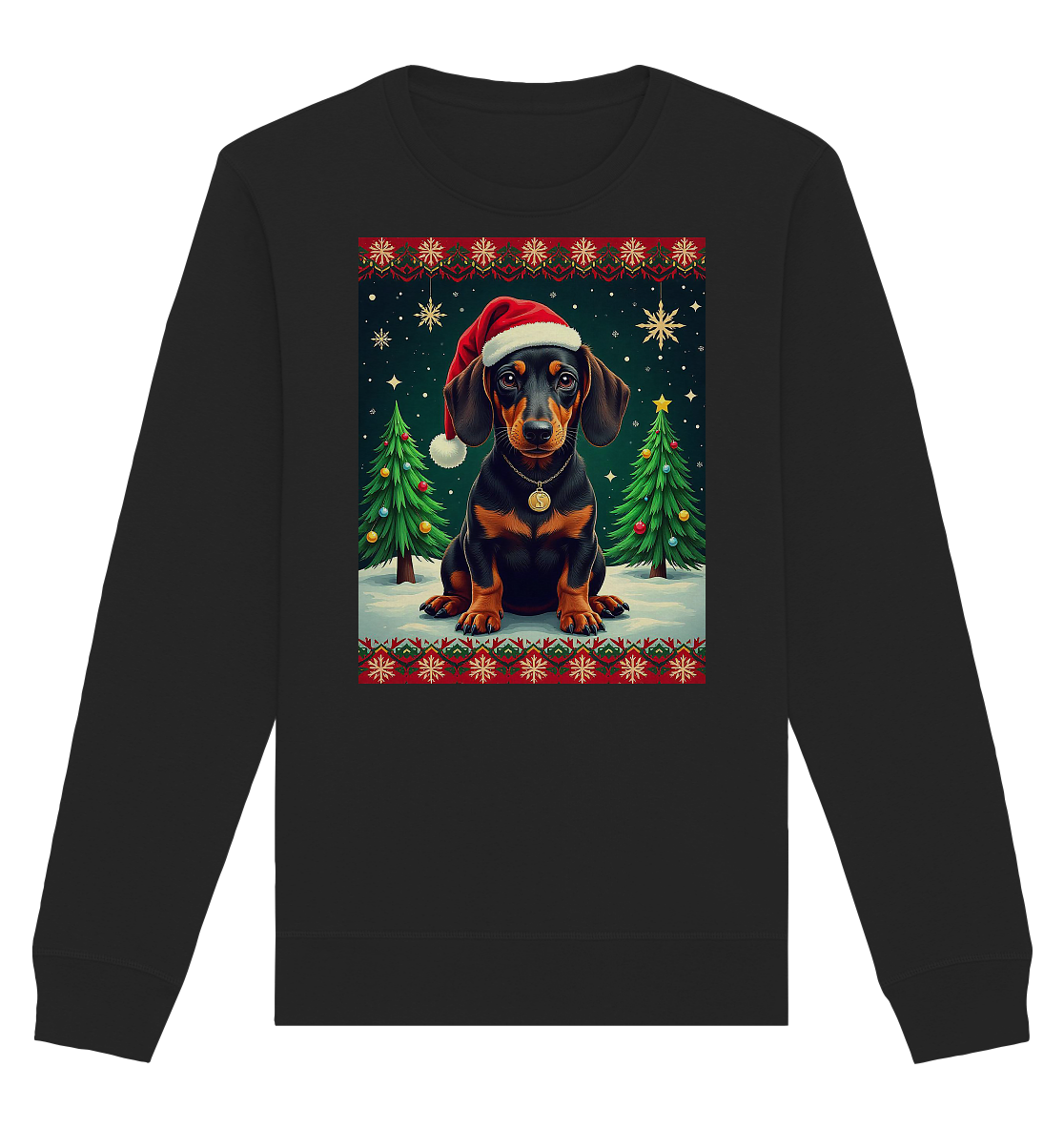 Ugly Christmas Weihnachten Dackel - Organic Basic Unisex Sweatshirt