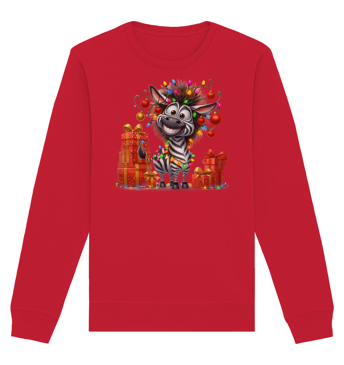 Ugly Christmas Weihnachten Crazy Zebra - Organic Basic Unisex Sweatshirt