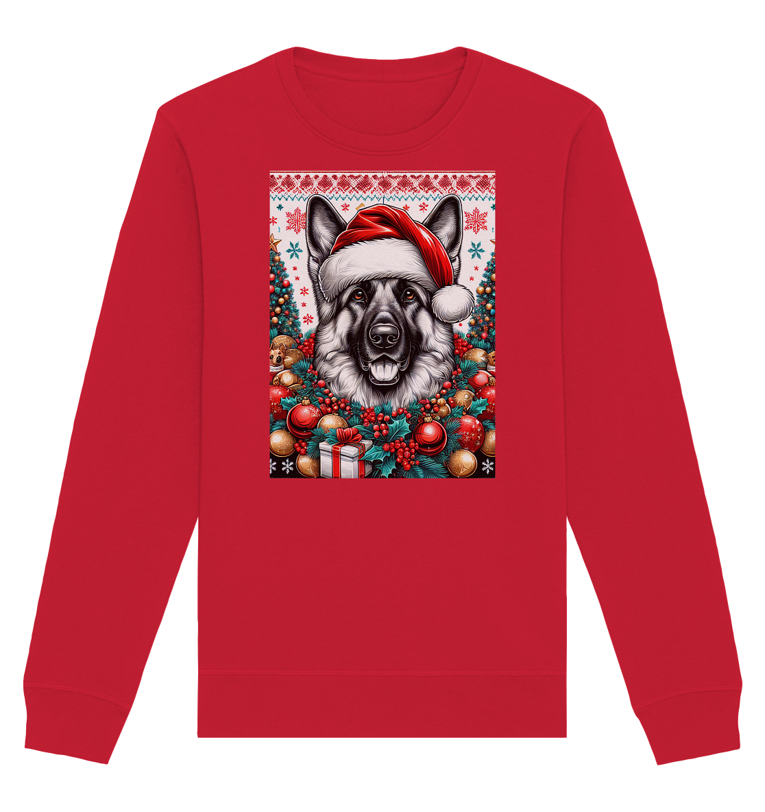 Ugly Christmas Weihnachten Schäferhund - Organic Basic Unisex Sweatshirt