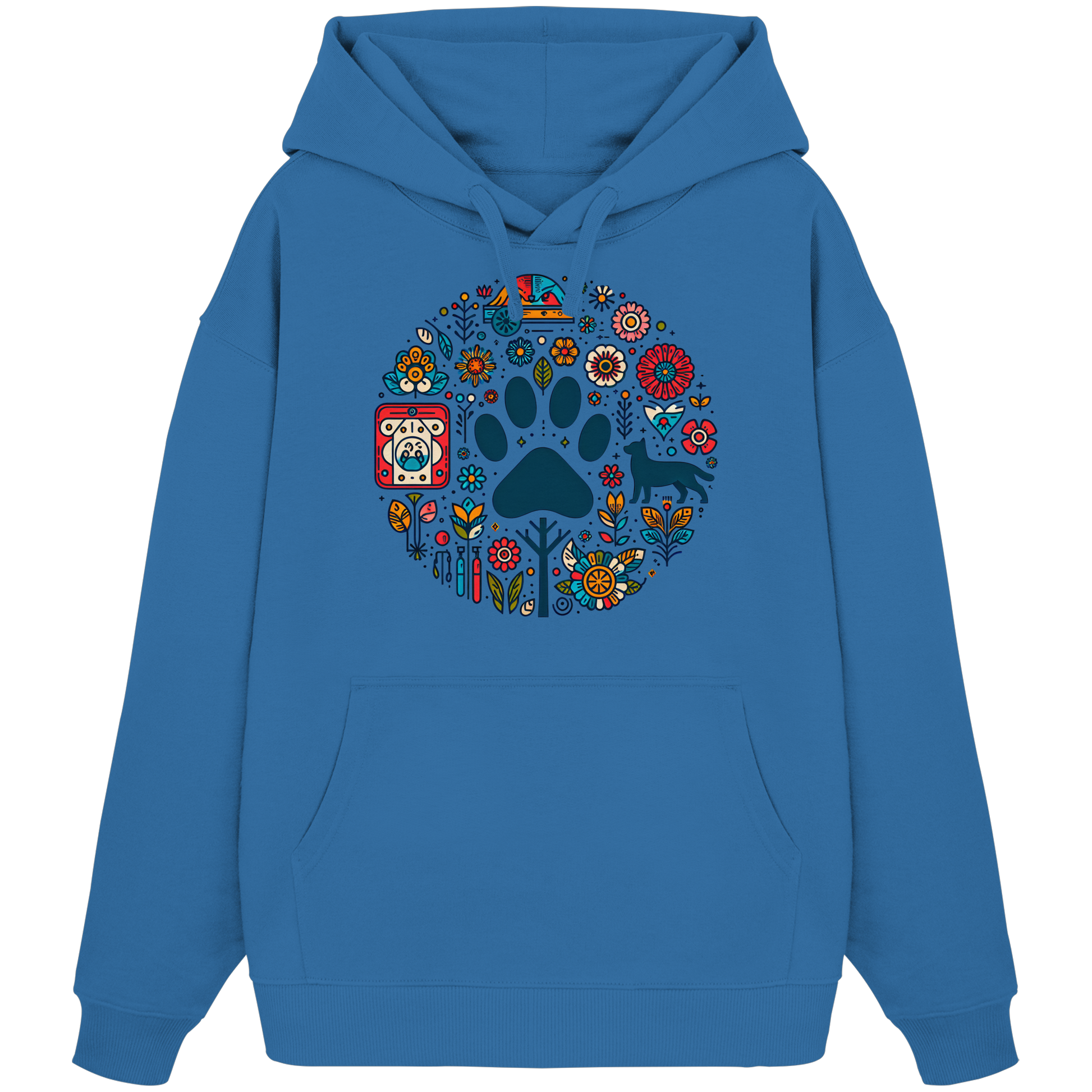Farbige Modernes Design Pfote , Hund, Natur - Organic Oversize Hoodie
