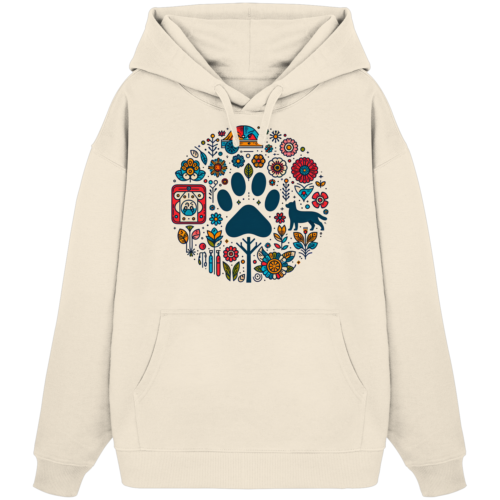 Farbige Modernes Design Pfote , Hund, Natur - Organic Oversize Hoodie