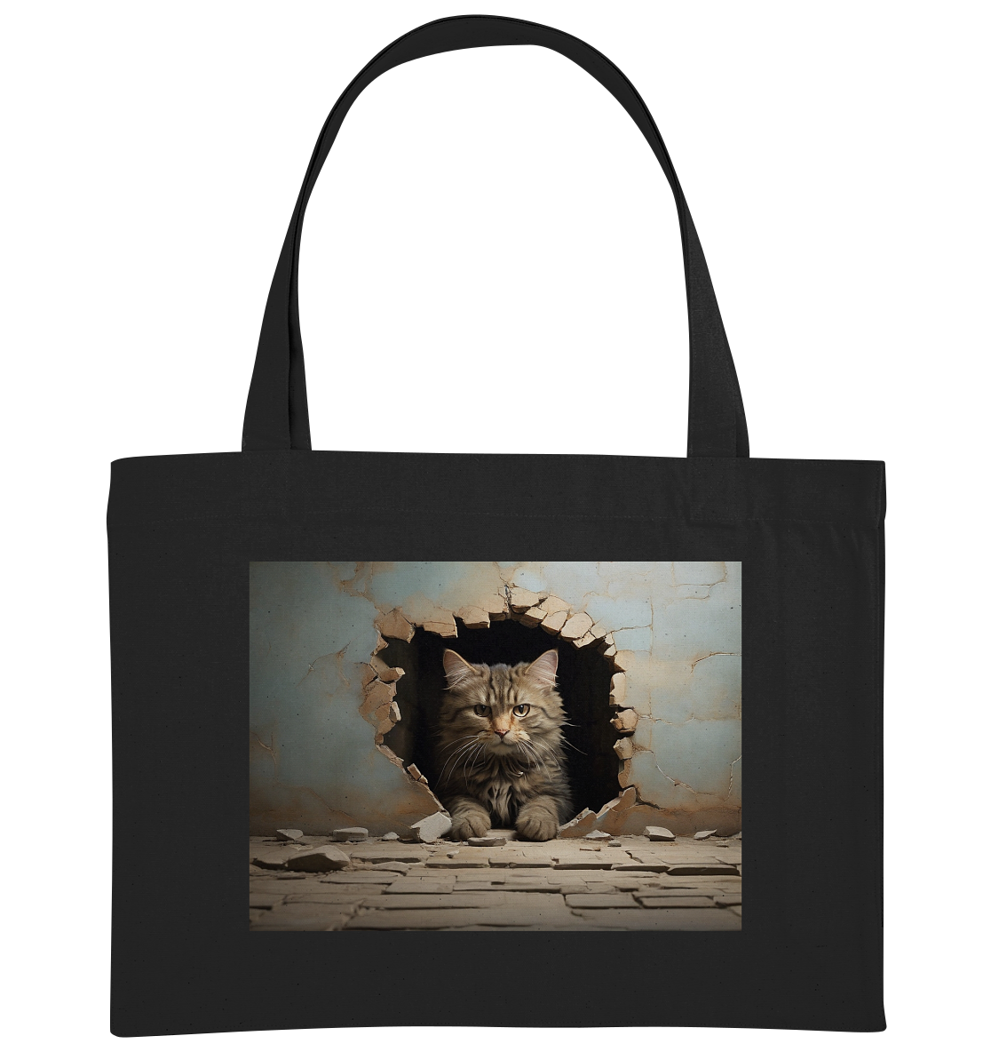 Katze durch wand - Organic Shopping-Bag