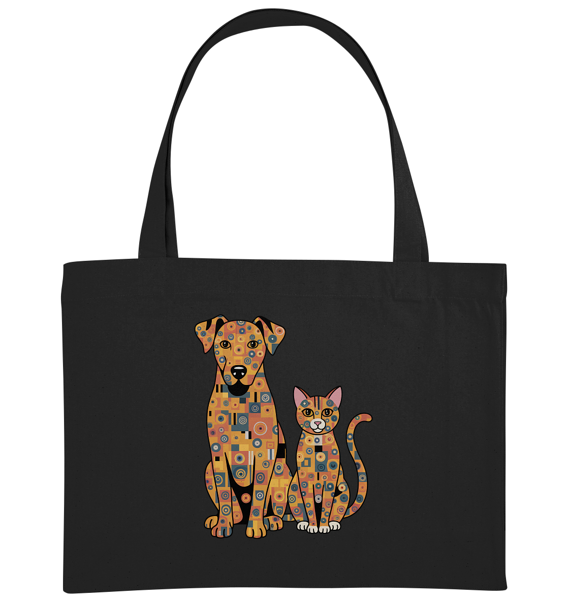 Illustration Hund und Katze in Klimt  Style - Organic Shopping-Bag