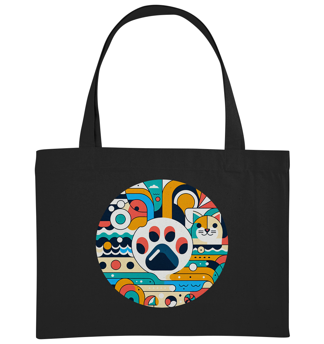 Pfote modern Art mit Katze - Organic Shopping-Bag