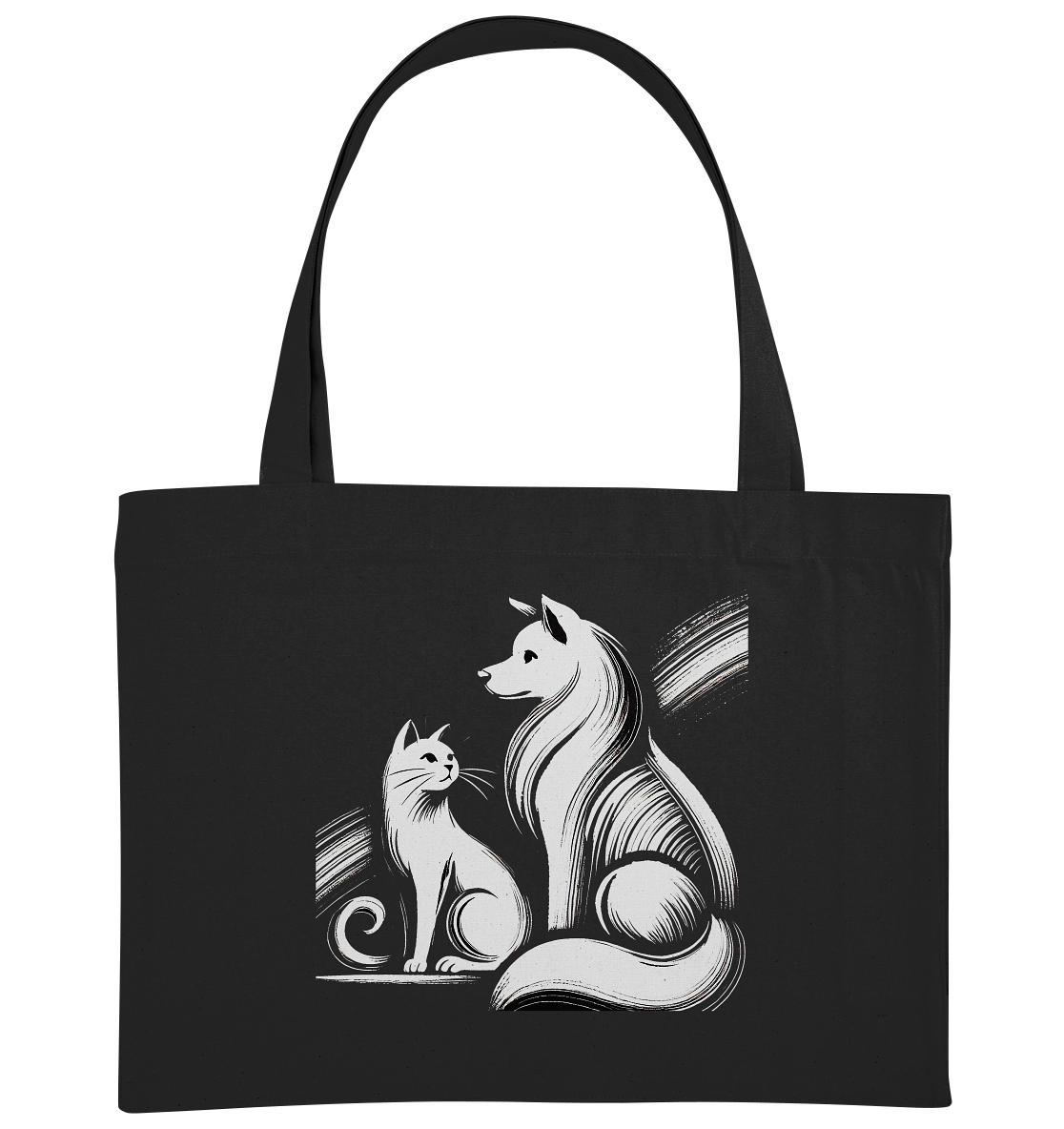 Zeichnung Katze und Hund - Organic Shopping-Bag